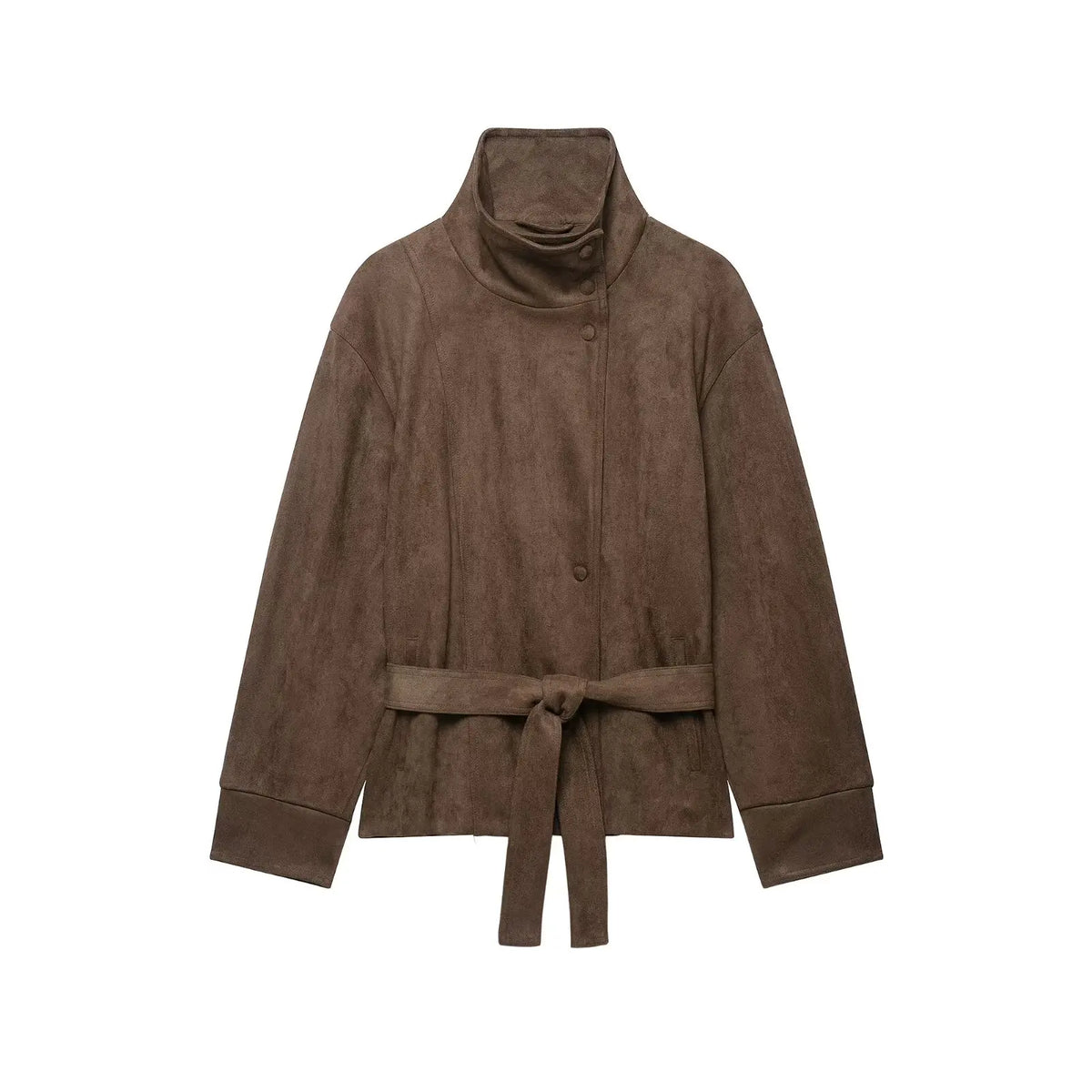Veste col montant ceinturée