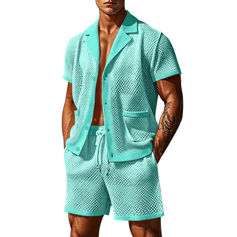 Ensemble chemise ajourée et short