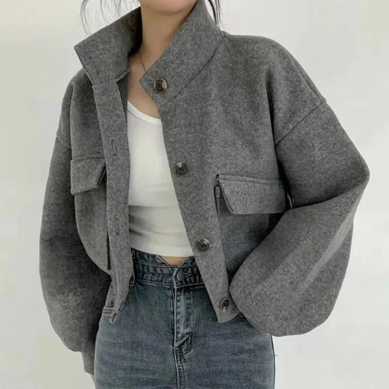 Veste courte à col rabattu