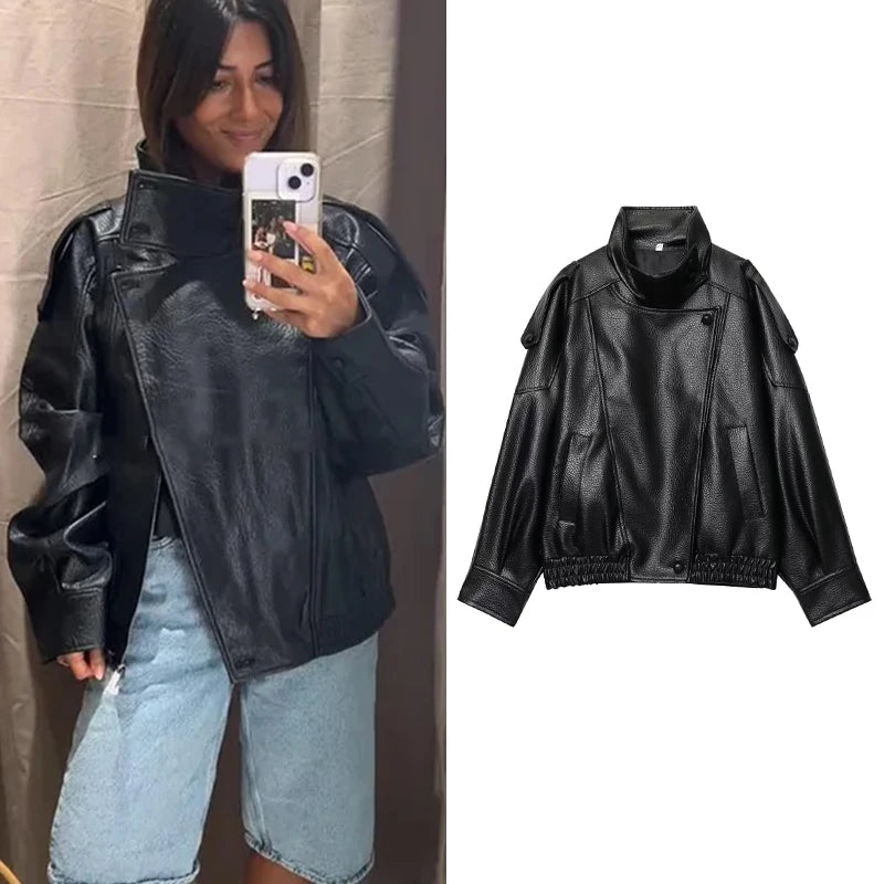 Veste ample effet cuir