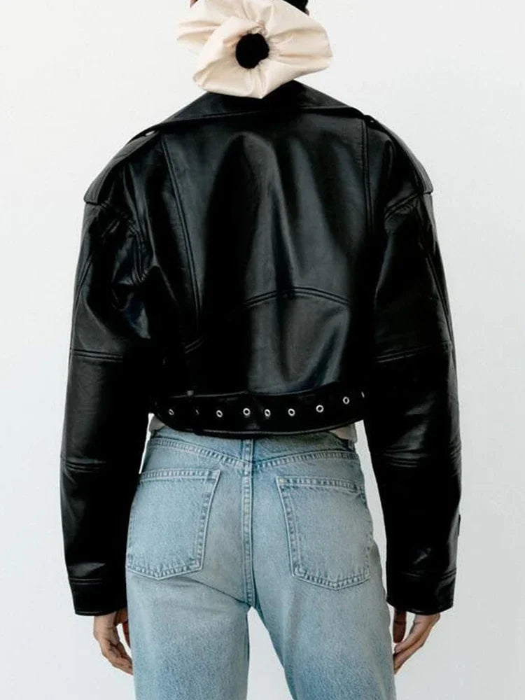 Veste motard ample effet cuir