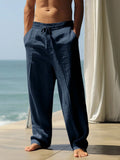 Pantalon droit en coton à cordon