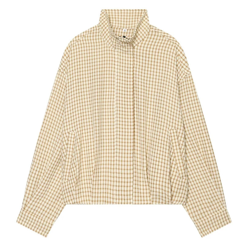 Veste bomber courte à carreaux