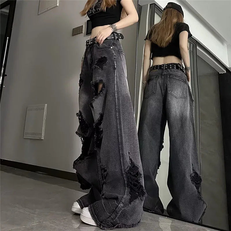 Jean baggy noir déchiré