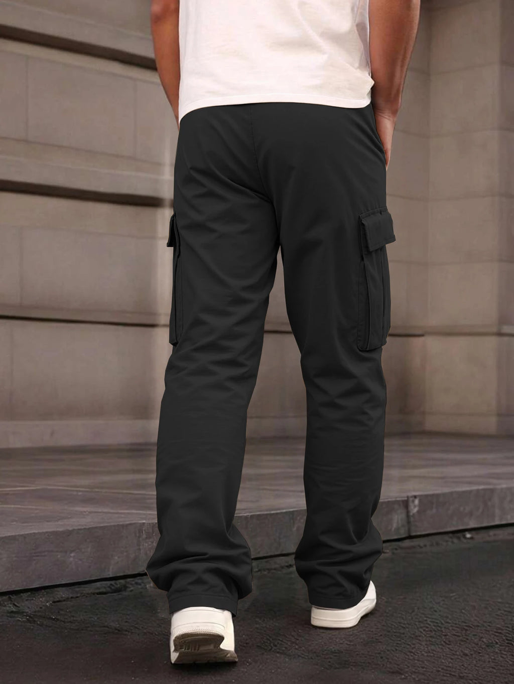 Pantalon cargo droit à cordon