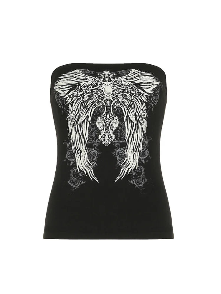 Top bandeau noir imprimé