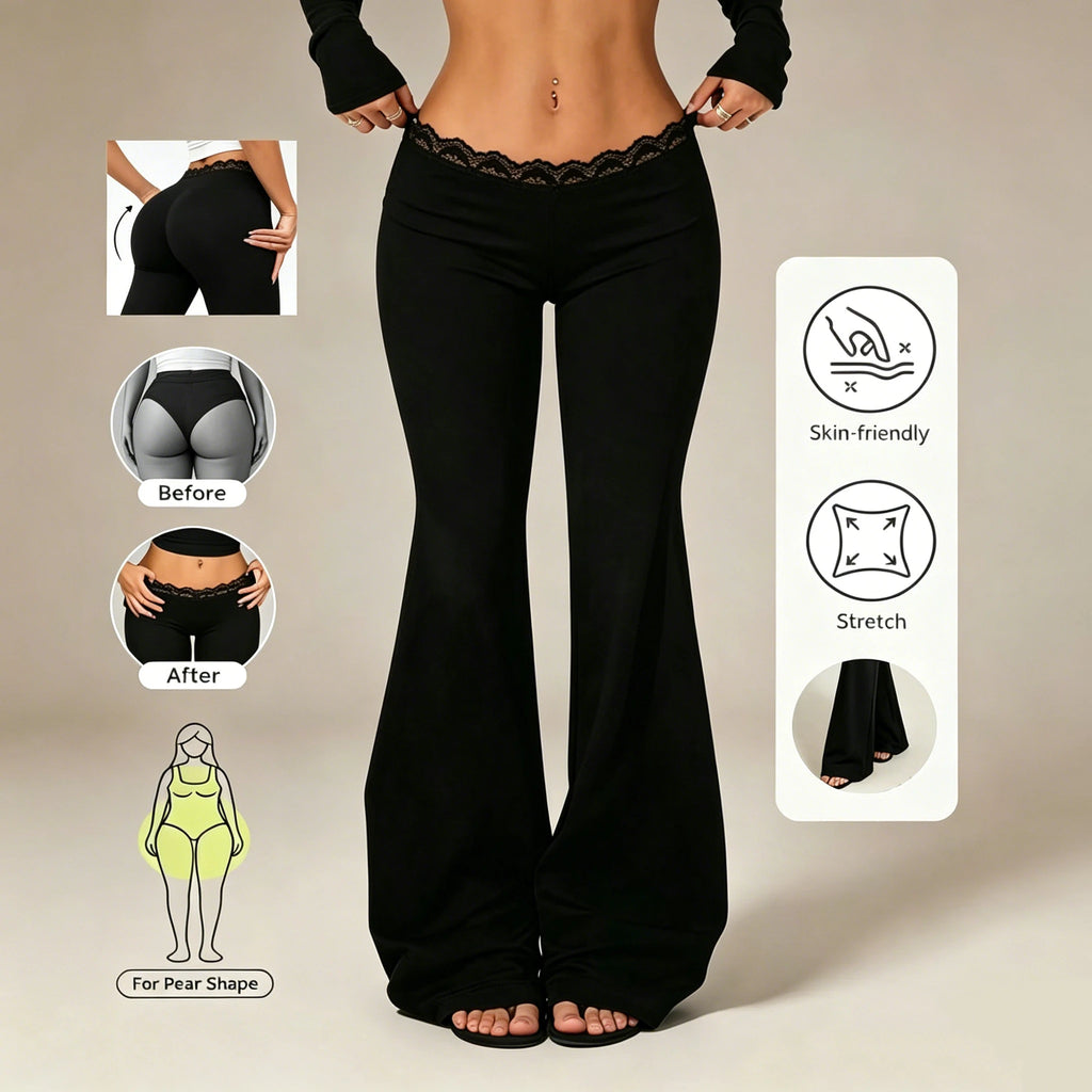 Pantalon évasé en dentelle