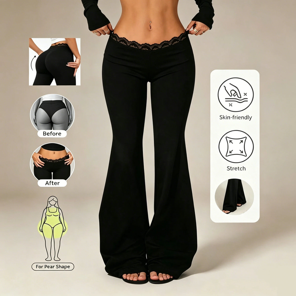 Pantalon évasé en dentelle