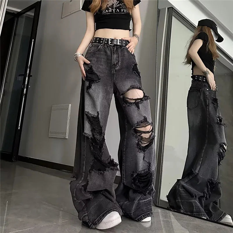 Jean baggy noir déchiré