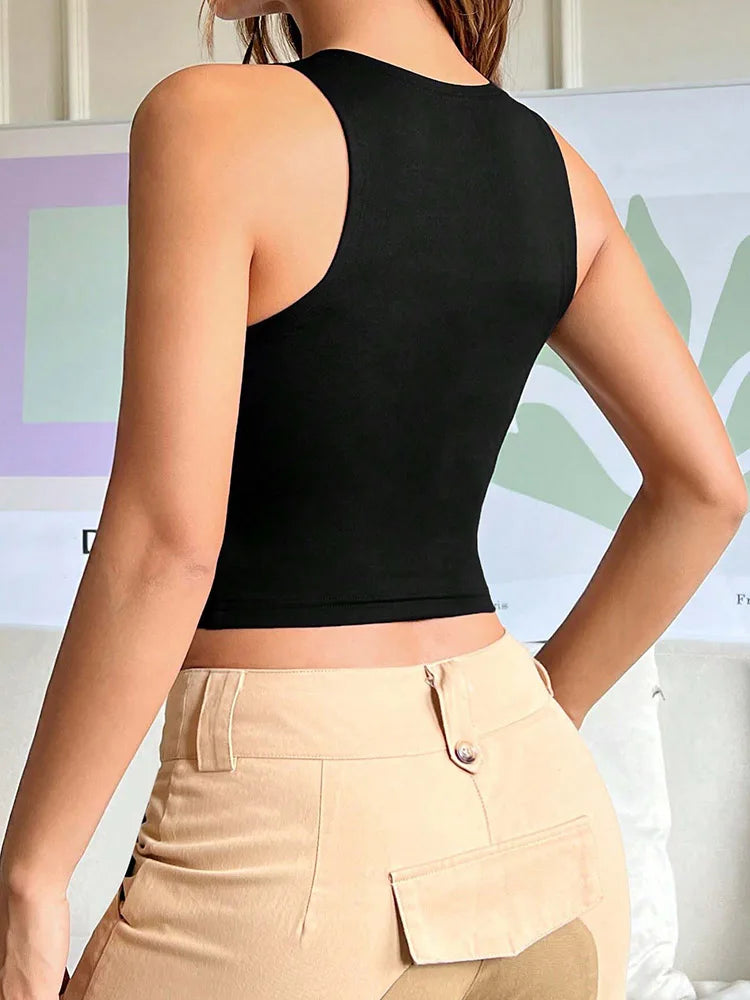 Crop top ajouré noir