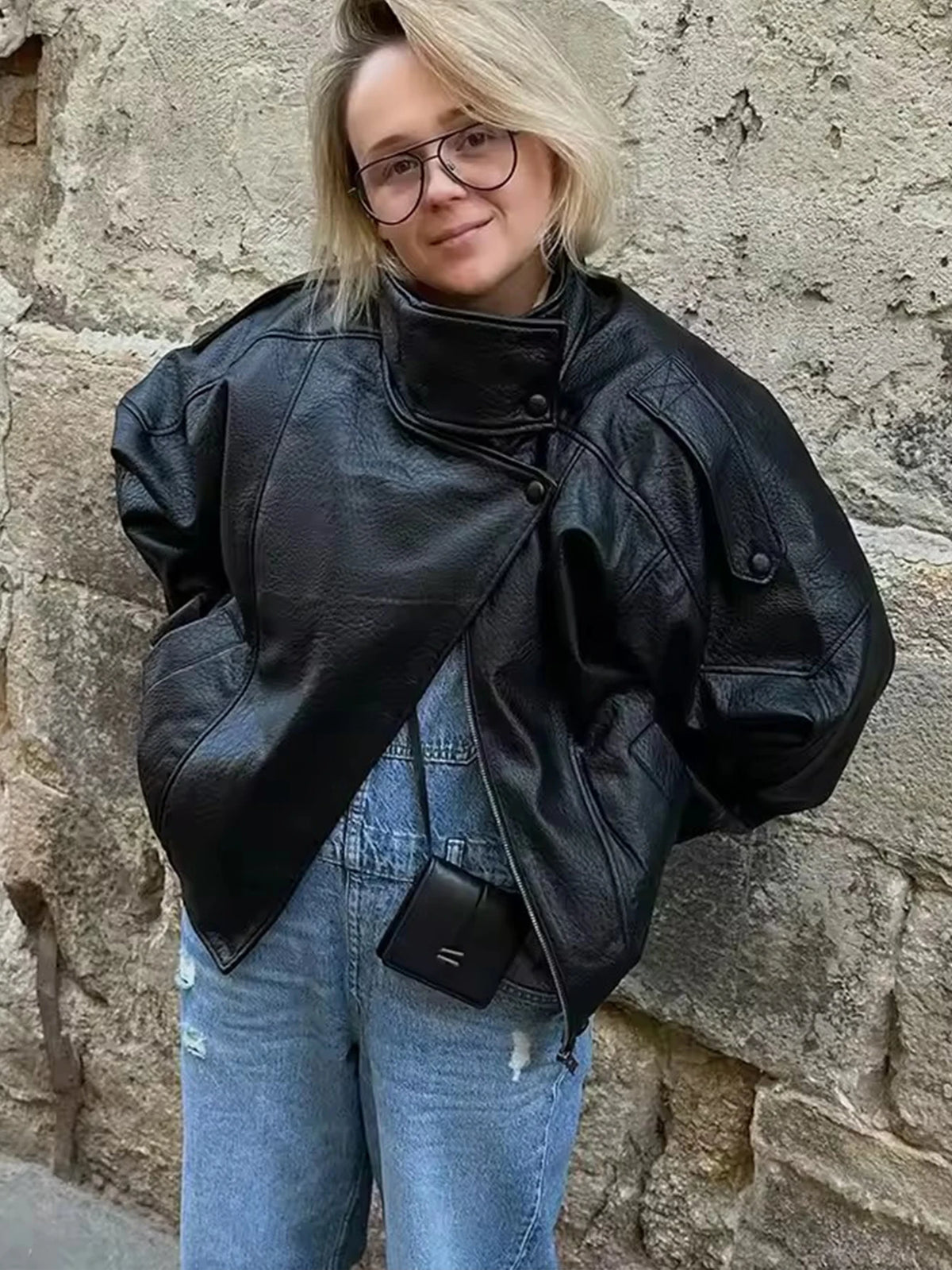Veste ample effet cuir