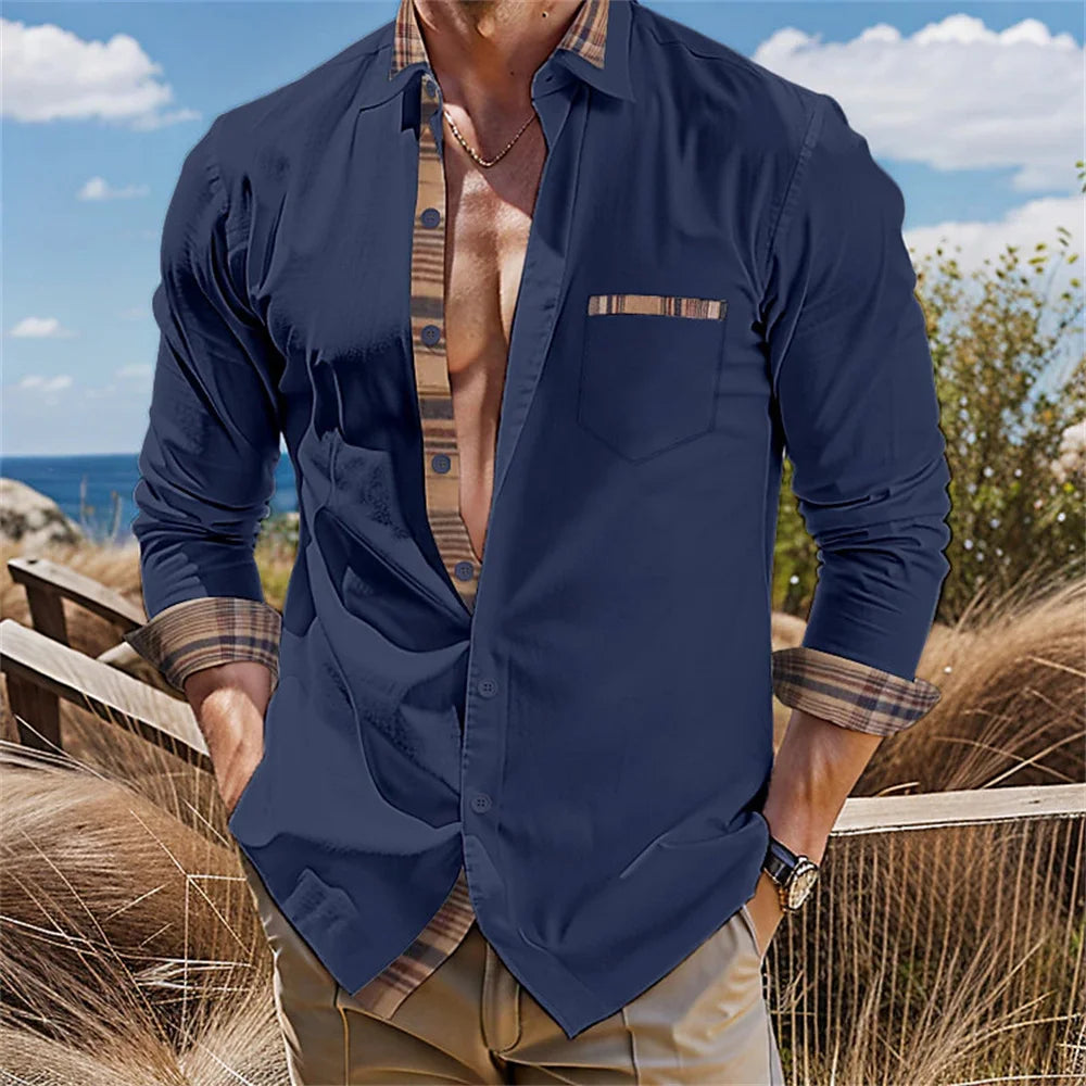 Chemise à poignets contrastants