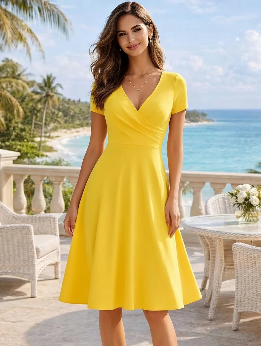 Robe évasée taille haute
