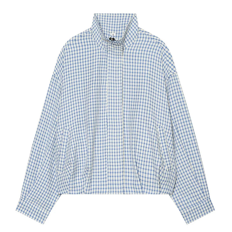 Veste bomber courte à carreaux