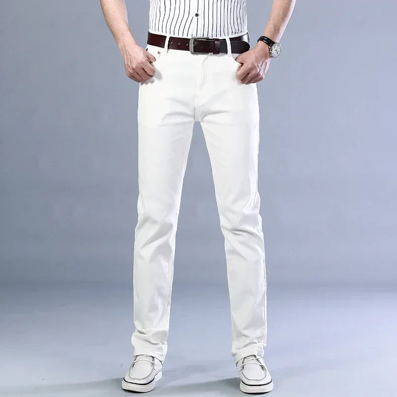 Jean droit extensible uni