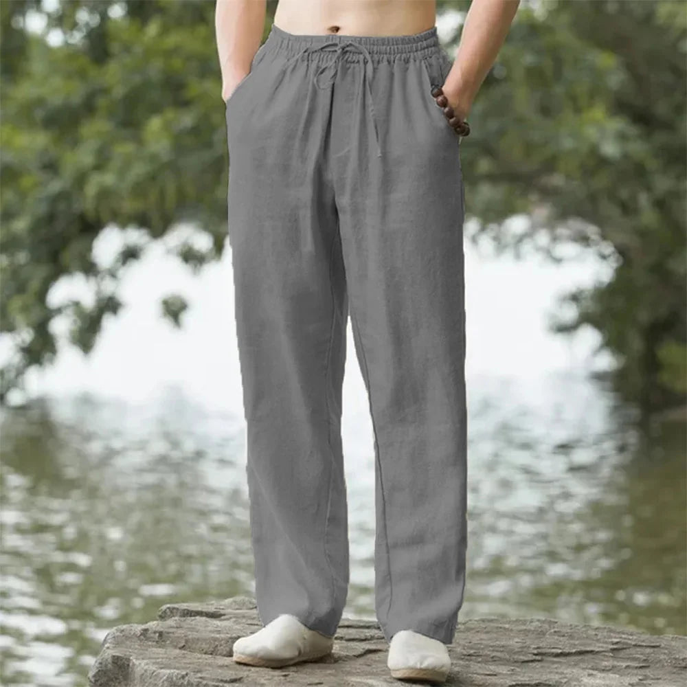 Pantalon droit coton-lin