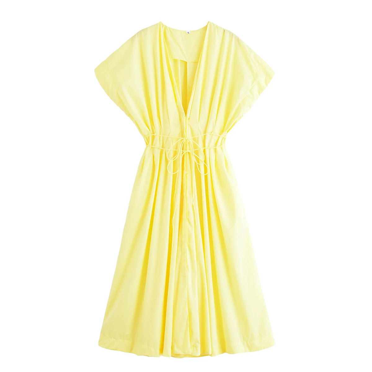 Robe midi plissée à col V
