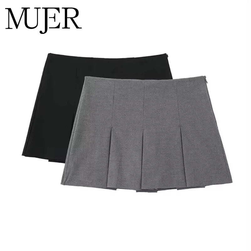 Jupe-short plissée taille haute