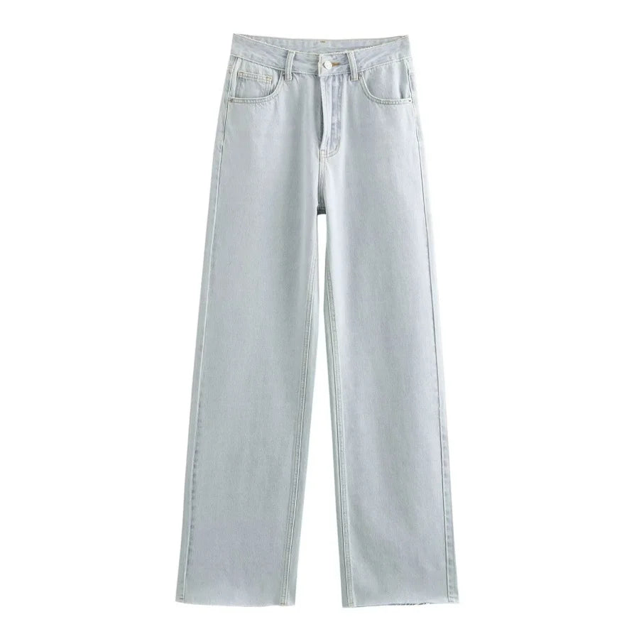 Jean large taille haute cinq poches