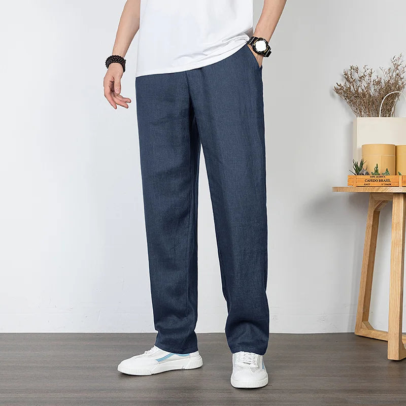 Pantalon droit ample en lin