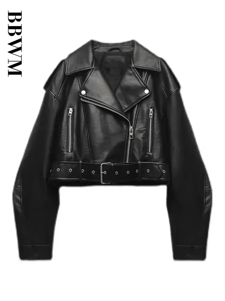 Veste motard ample effet cuir