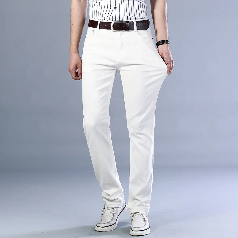 Jean droit extensible uni