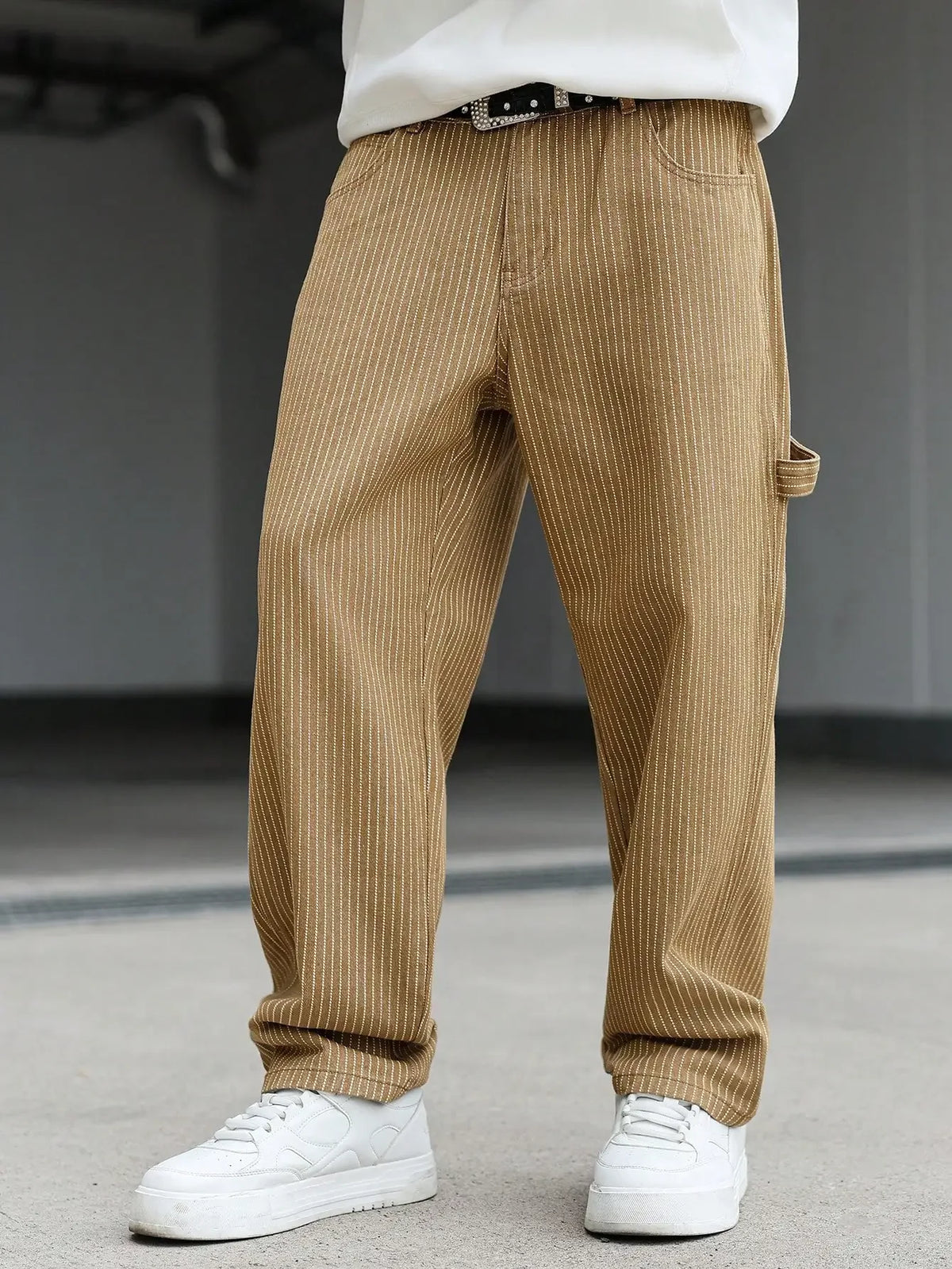 Pantalon cargo kaki rayé
