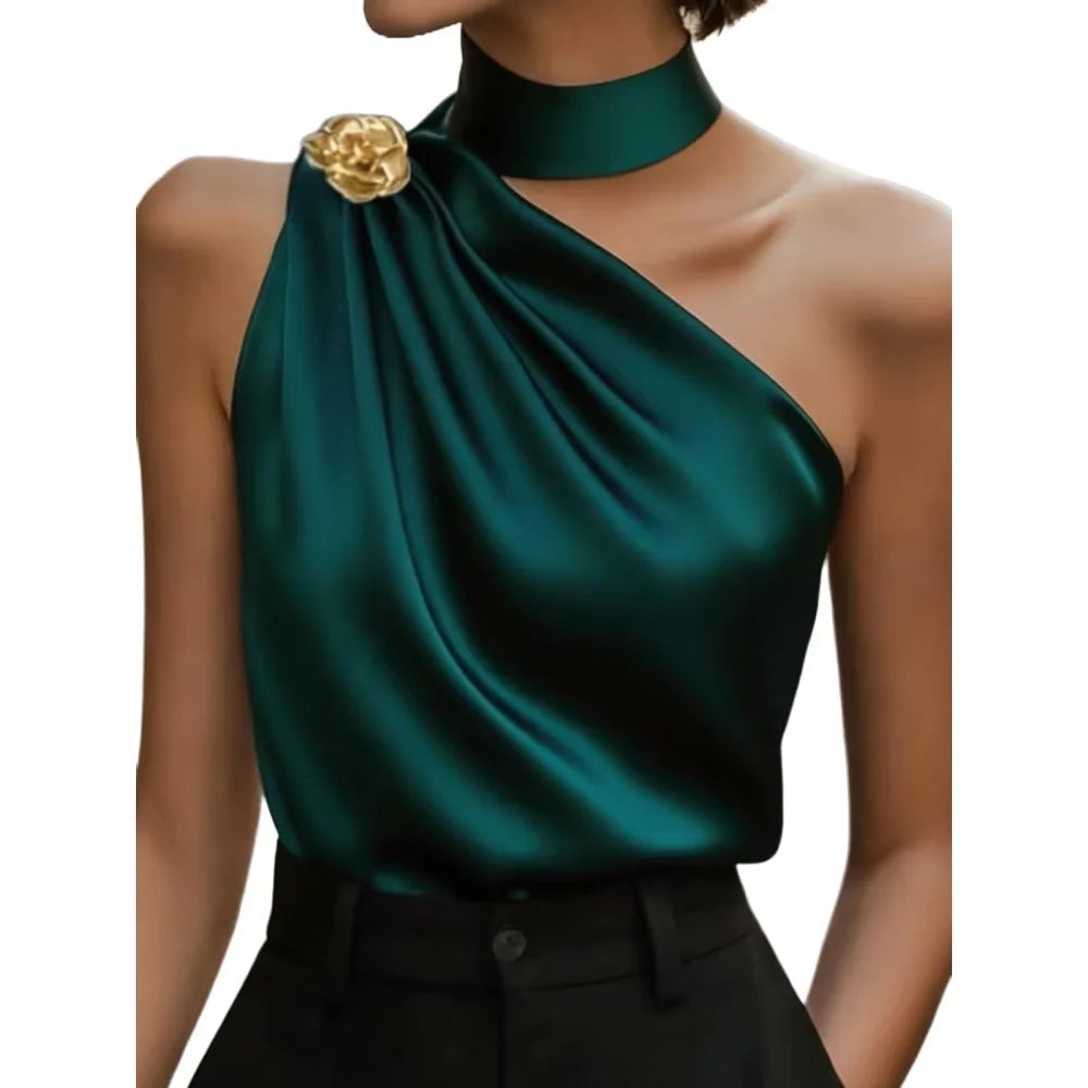 Top satiné asymétrique