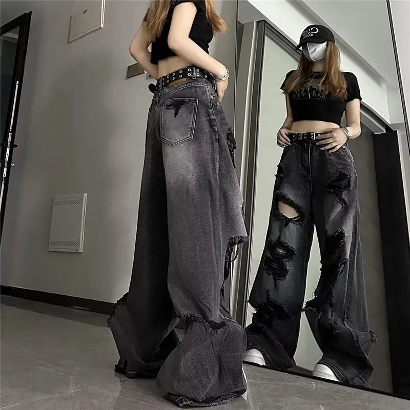Jean baggy noir déchiré