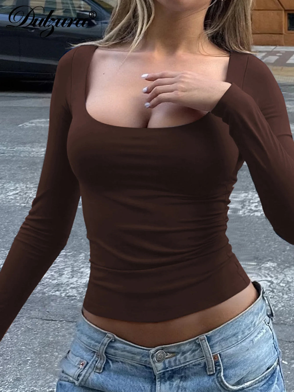 Top ajusté à décolleté arrondi