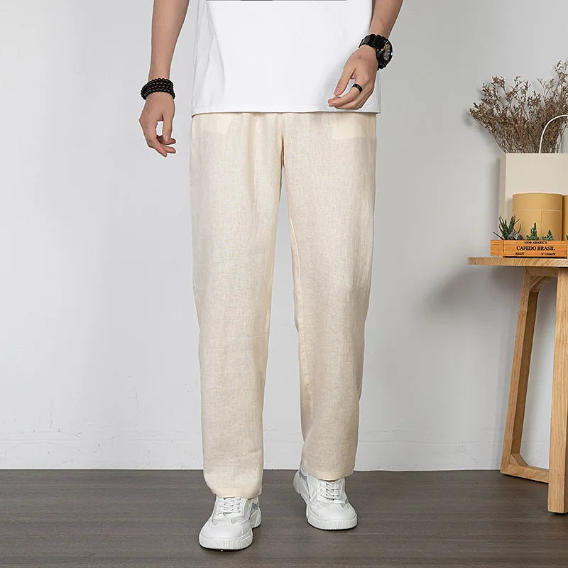 Pantalon droit ample en lin