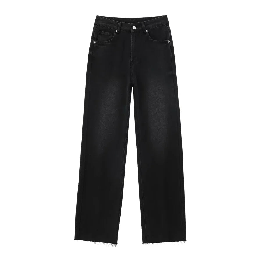 Jean large taille haute cinq poches