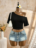 T-shirt asymétrique froncé