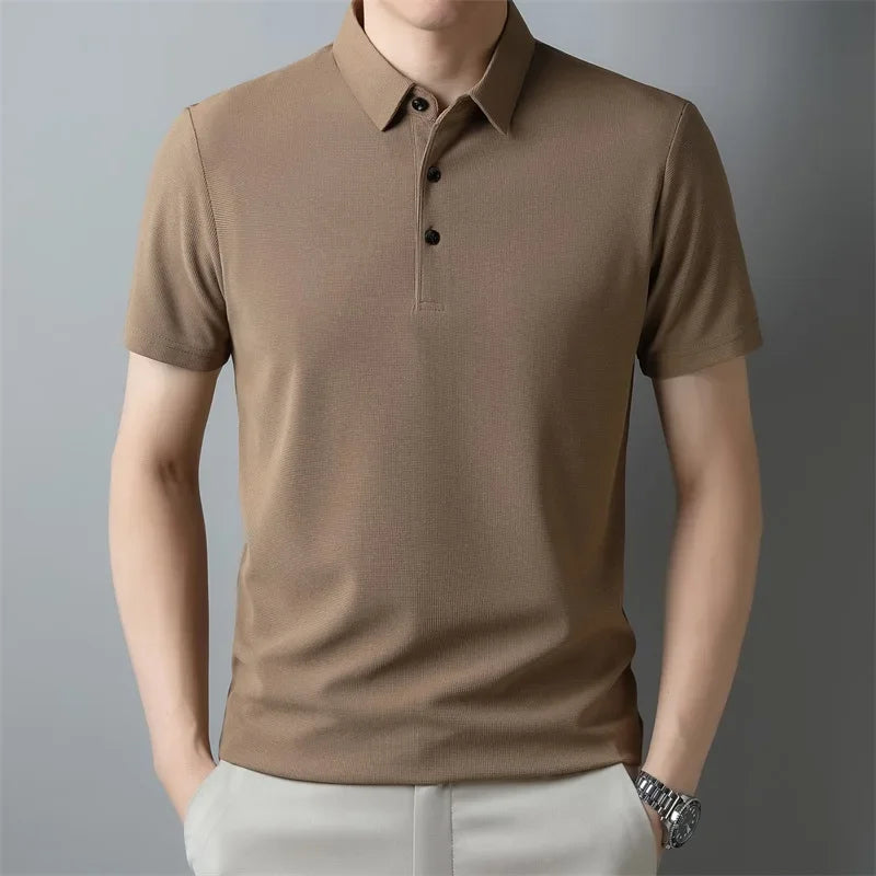 Polo uni en maille gaufrée